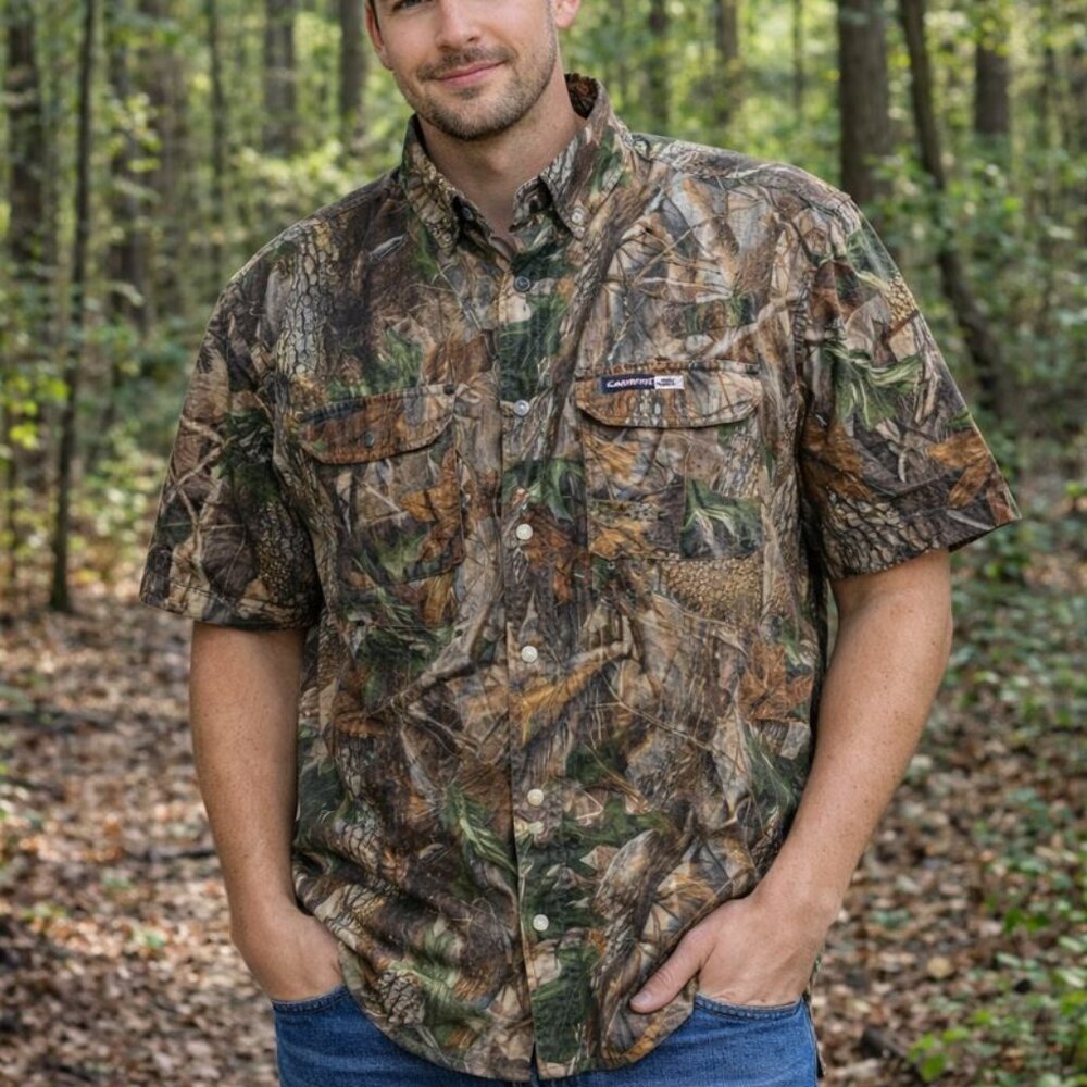 Winchester Men's Camouflage Short Sleeve Button-Up Shirt Size Medium - Picture 2 of 9